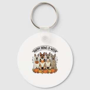 Halloween Hond Gelukkig Howl-O-Ween Vintage Duitse Sleutelhanger