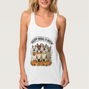 Halloween Hond Gelukkig Howl-O-Ween Vintage Duitse Tanktop