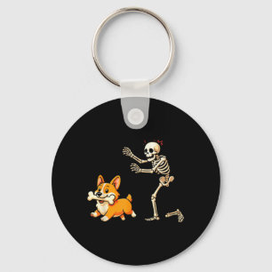 Halloween Hond Grappig Skelet Jacht Corgi Hond Sleutelhanger