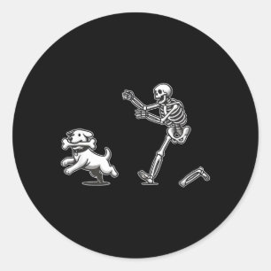 Halloween Hond Grappig Skelet Skelet Jacht Hond Ronde Sticker