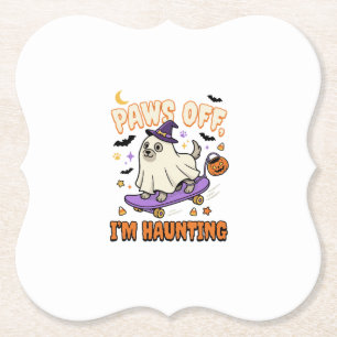Halloween Hond Griezelige Skate Ride Kartonnen Onderzetters