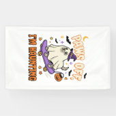 Halloween Hond Griezelige Skate Ride Spandoek (Horizontaal)
