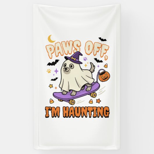 Halloween Hond Griezelige Skate Ride Spandoek (Verticaal)