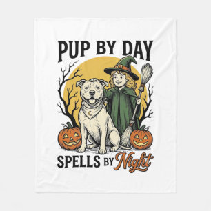Halloween Hond Heks Shirt Vintage Gravure Huisdier Fleece Deken