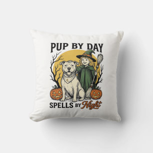 Halloween Hond Heks Shirt Vintage Gravure Huisdier Kussen