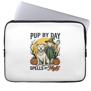 Halloween Hond Heks Shirt Vintage Gravure Huisdier Laptop Sleeve