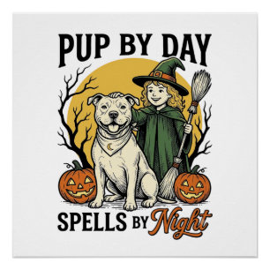 Halloween Hond Heks Shirt Vintage Gravure Huisdier Perfect Poster