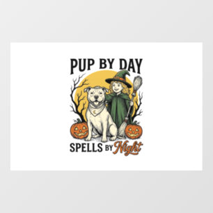 Halloween Hond Heks Shirt Vintage Gravure Huisdier Raamsticker