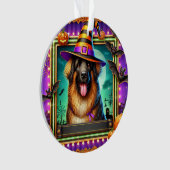 Halloween Hond Met Heks Pet Ornament (voorkant)