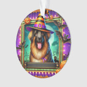 Halloween Hond Met Heks Pet Ornament (voorkant)