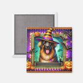 Halloween Hond Met Heksenhoed Magneet (Voorkant / Achterkant)