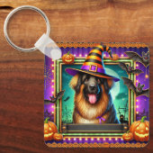 Halloween Hond Met Heksenhoed Sleutelhanger (Voorkant)