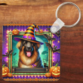 Halloween Hond Met Heksenhoed Sleutelhanger (Achterkant)