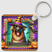 Halloween Hond Met Heksenhoed Sleutelhanger (Achterkant)