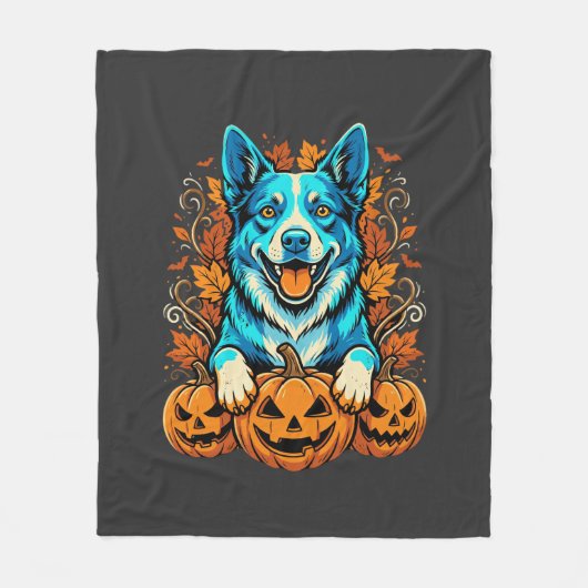 Halloween hond met Jack O Lantern pompoenen_1 Fleece Deken (Voorkant)