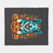 Halloween hond met Jack O Lantern pompoenen_1 Fleece Deken (Voorkant (Horizontaal))