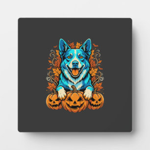 Halloween hond met Jack O Lantern pompoenen_1 Fotoplaat