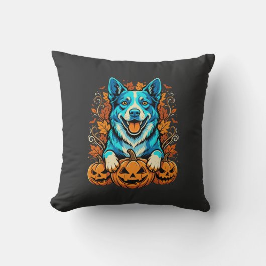Halloween hond met Jack O Lantern pompoenen_1 Kussen (Voorkant)