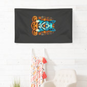 Halloween hond met Jack O Lantern pompoenen_1 Spandoek (Insitu)