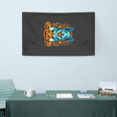 Halloween hond met Jack O Lantern pompoenen_1 Spandoek (Beurs)