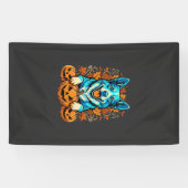 Halloween hond met Jack O Lantern pompoenen_1 Spandoek (Horizontaal)
