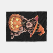 Halloween hond met pompoenliefhebbers grappige kos fleece deken (Voorkant (Horizontaal))