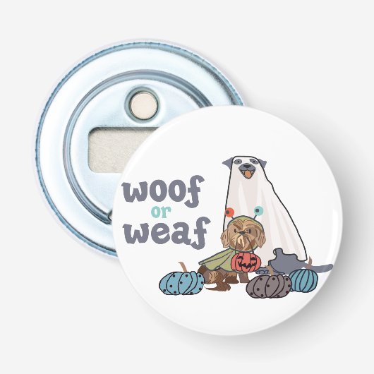 Halloween Hond Onderzetter Button Flesopener (Voorkant)
