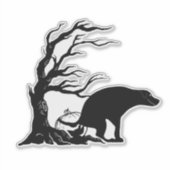Halloween-hond poept onder enge boom sticker (Voorkant)