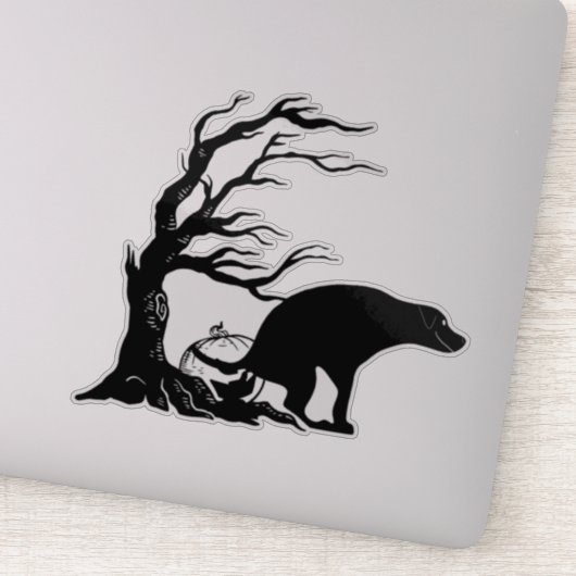 Halloween-hond poept onder enge boom sticker (Detail)
