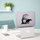 Halloween-hond poept onder enge boom sticker (Laptop op bureau)