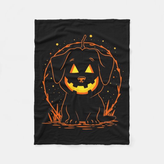 Halloween Hond Pompoen Lange Mouwen Fleece Deken (Voorkant)