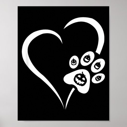 Halloween Hond Poot Hart - Pompoen Halloween Hond Poster (Voorkant)