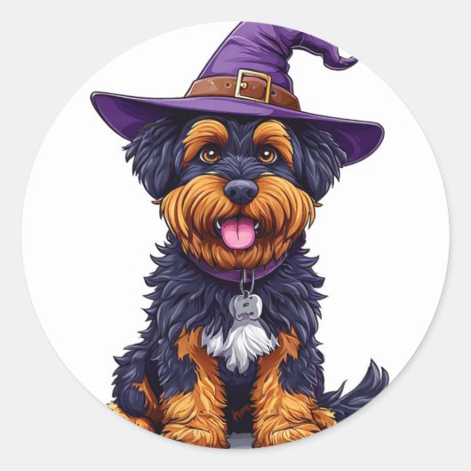 Halloween Hond Ronde Sticker (Voorkant)