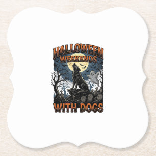Halloween Hond Shirt Vintage Kerkhof Pup Kartonnen Onderzetters