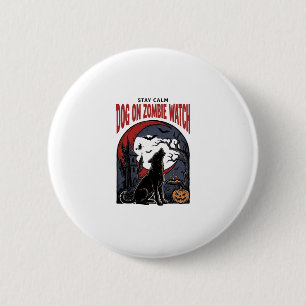 Halloween Hond Shirt Zombie Patrol Ontwerp_1 Ronde Button 5,7 Cm