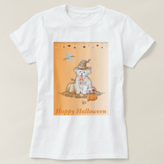 Halloween Hond Spinnen & Bat T-shirt (Design voorkant)