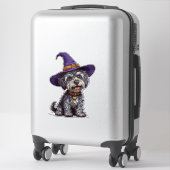 Halloween Hond Sticker Met Heksenhoed Decal (Koffer)