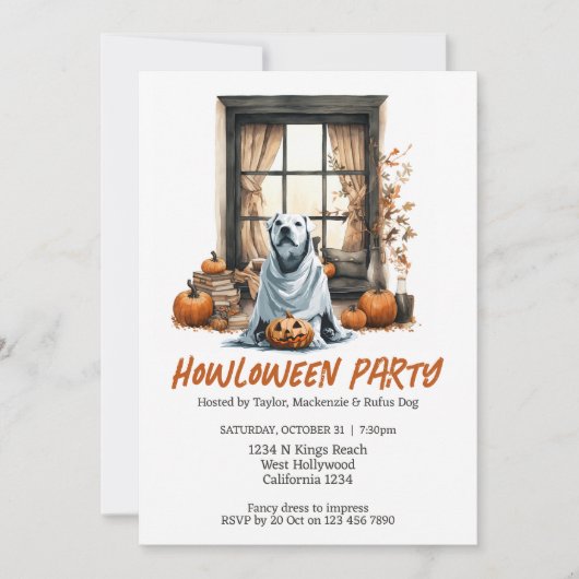 Halloween Hond Thema Party Howloween Fun Kaart (Voorkant)