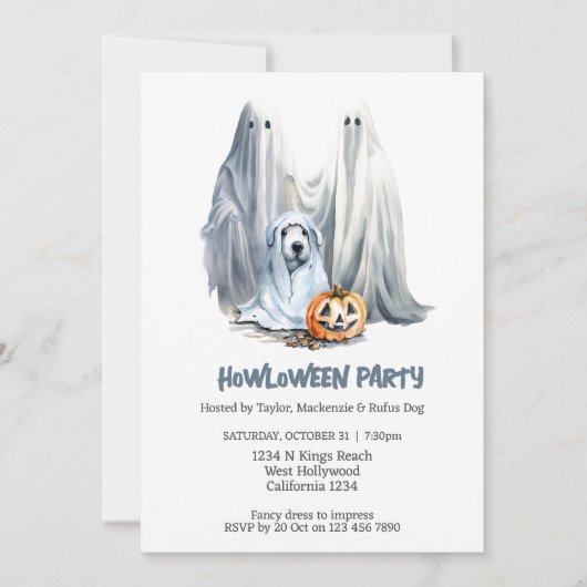 Halloween Hond Thema Party Howloween Fun Kaart (Voorkant)