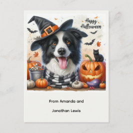 Halloween hond van kinderfeestdag ansichtkaart feestdagenkaart