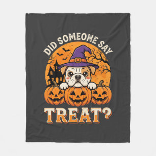Halloween Honden Brokken Bulldog Pompoen Design Fleece Deken