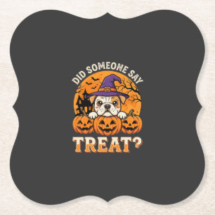 Halloween Honden Brokken Bulldog Pompoen Design Kartonnen Onderzetters