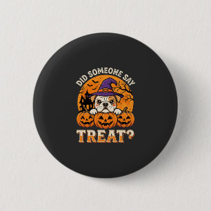Halloween Honden Brokken Bulldog Pompoen Design Ronde Button 5,7 Cm