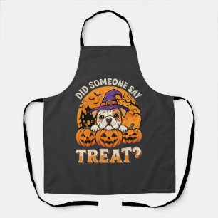 Halloween Honden Brokken Bulldog Pompoen Design Schort