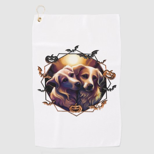 Halloween Honden Golfhanddoek (Voorkant)