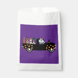 Halloween honden in een pick-up truck bedankzakje