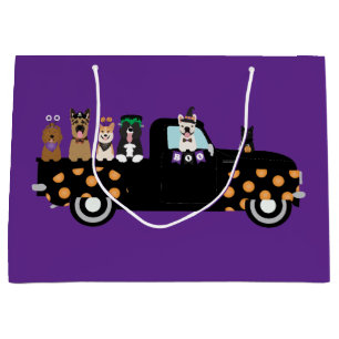 Halloween honden in een pick-up truck groot cadeauzakje