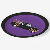 Halloween honden in een pick-up truck papieren bordje (Gekanteld)