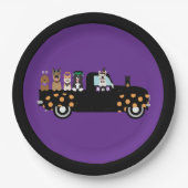 Halloween honden in een pick-up truck papieren bordje (Voorkant)