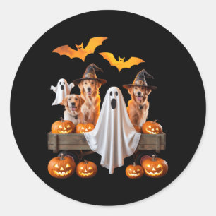 Halloween Honden Met Pompoenen En Vleermuizen Voor Ronde Sticker
